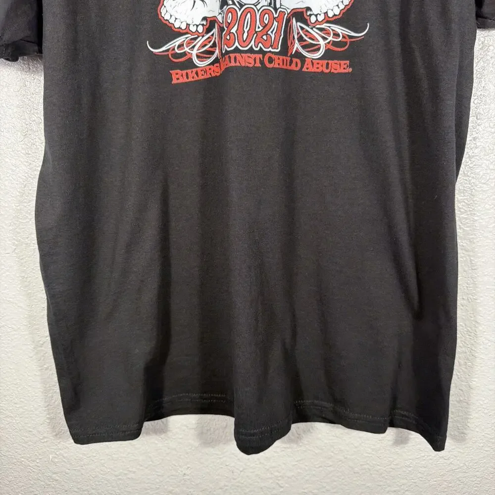 B.A.C.A. Bikers Against Child Abuse 2021 100 Mile Ride Black Shirt Large